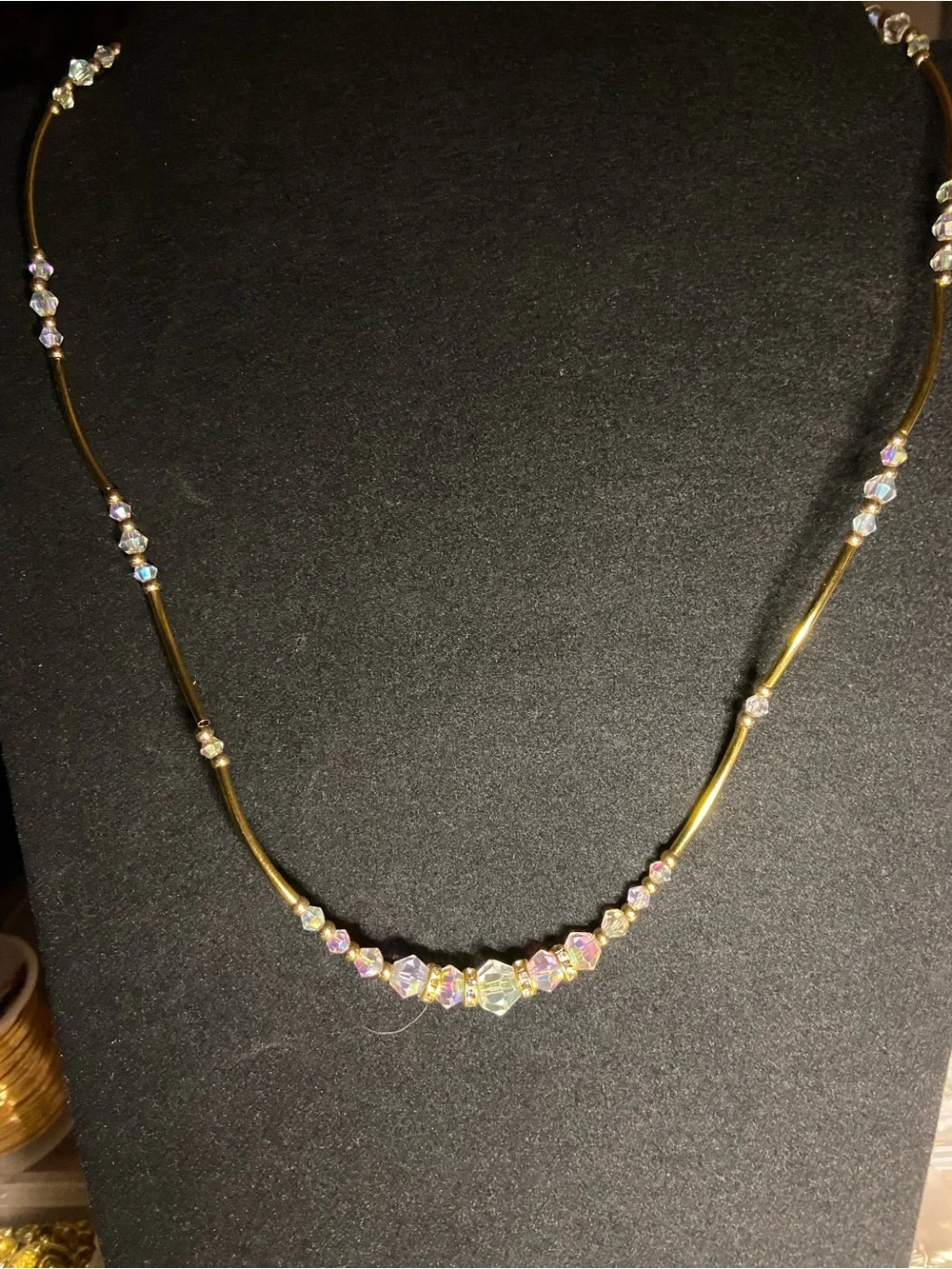 Gold Crystal Bead Necklace - Women's Jewelry Y2K